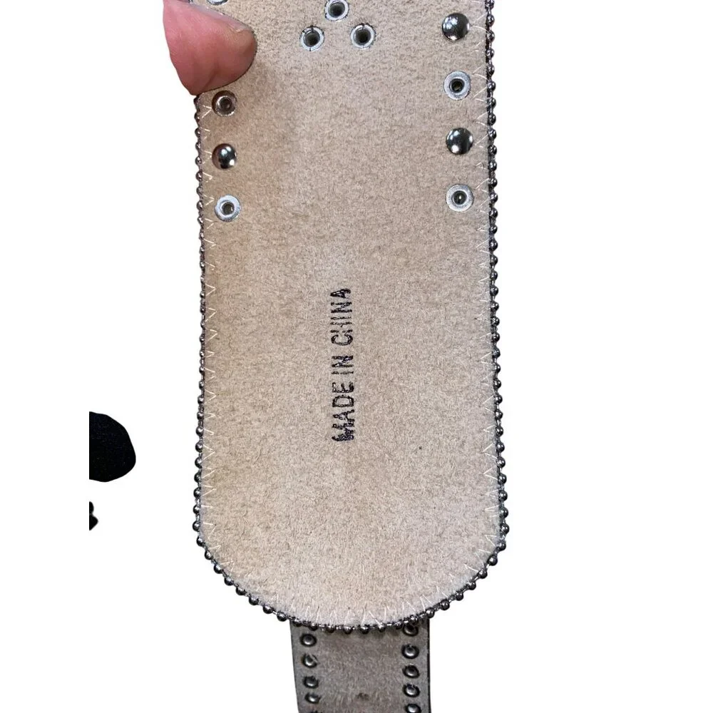 Ariat Wide Brown Western Rhinestone & Turquoise Genuine Leather Belt XL With Sil